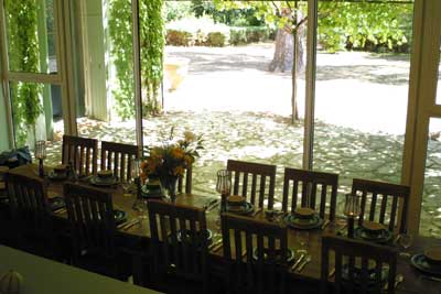 Kitchen-Dining Room with doors to patio and park