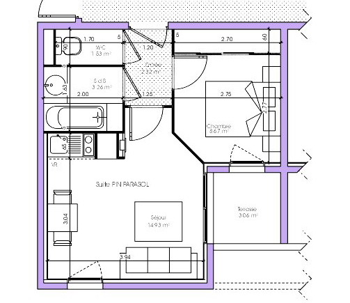 One-bed lot plan example