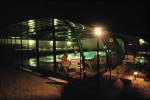 Covered pool at night